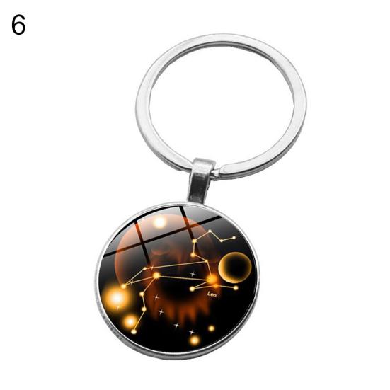 12 Sternbild Sternzeichen Runder Glas-Auto-Schlüsselanhänger-Halter Schlüsselanhänger-Anhänger