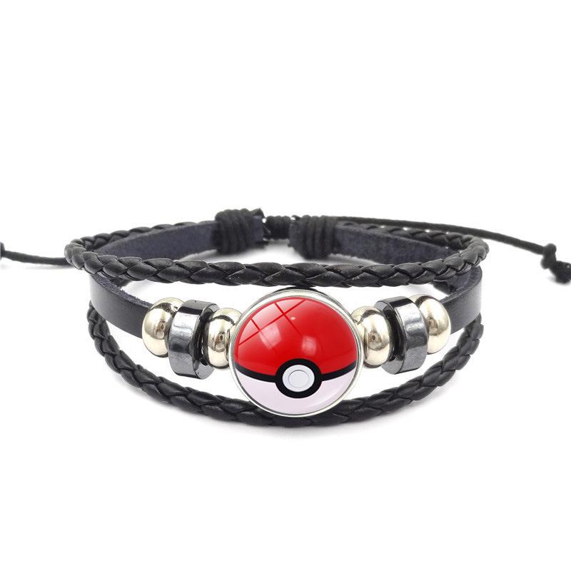 Anime Poke Ball Handmade Multi Layer Woven Bracelet Anime Surrounding Time Gem Fashion Handicrafts