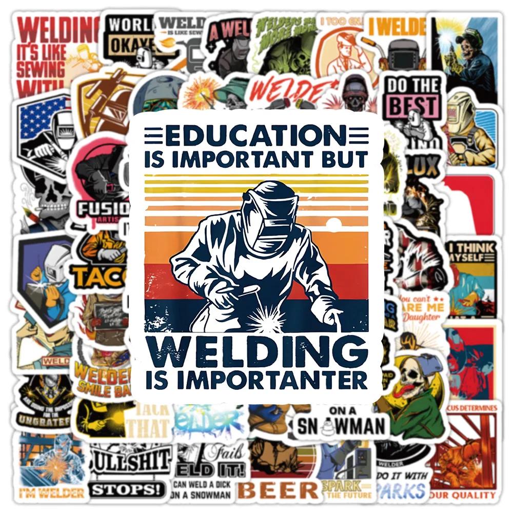 100Pcs Cartoon Welder Sticker Cool Graffiti Decoration Skateboard Motorcycle Laptop Phone Case Guitar Waterproof Decal Toys Gift