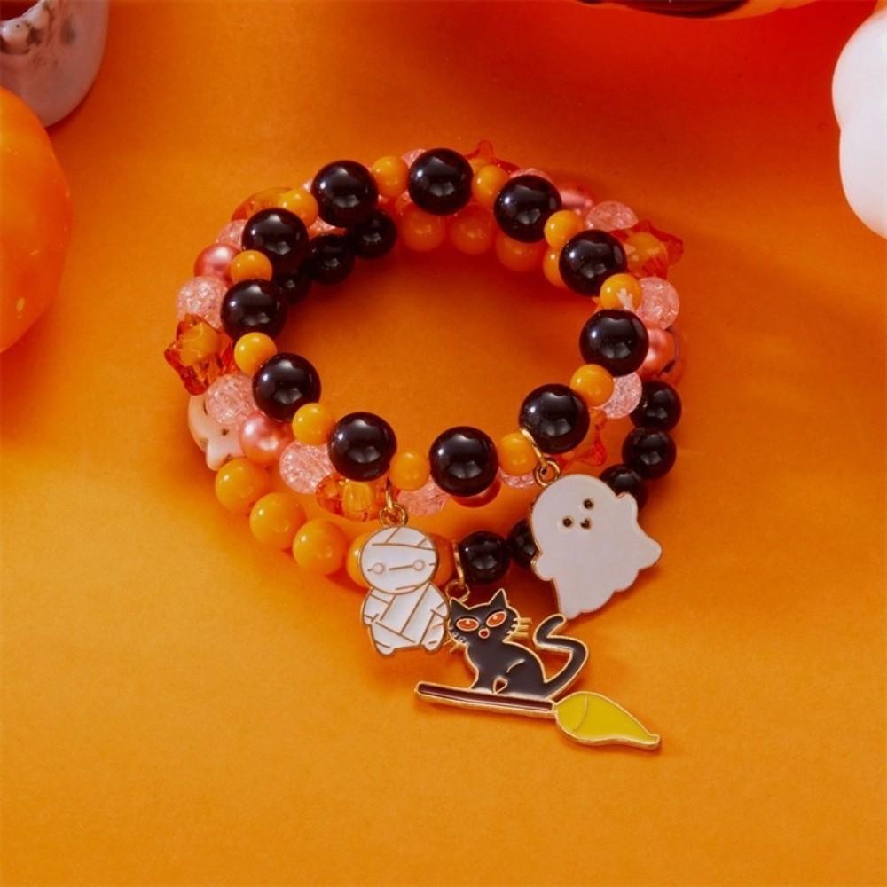 3pcs Gothic Style Halloween Hand Chain Set Haunted House Colorful Beaded Bracelet  Gifts