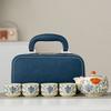 Retro Blue and White Ru Kiln Hand-held Pot Portable Kung Fu Travel Tea Set Outdoor Camping Tea