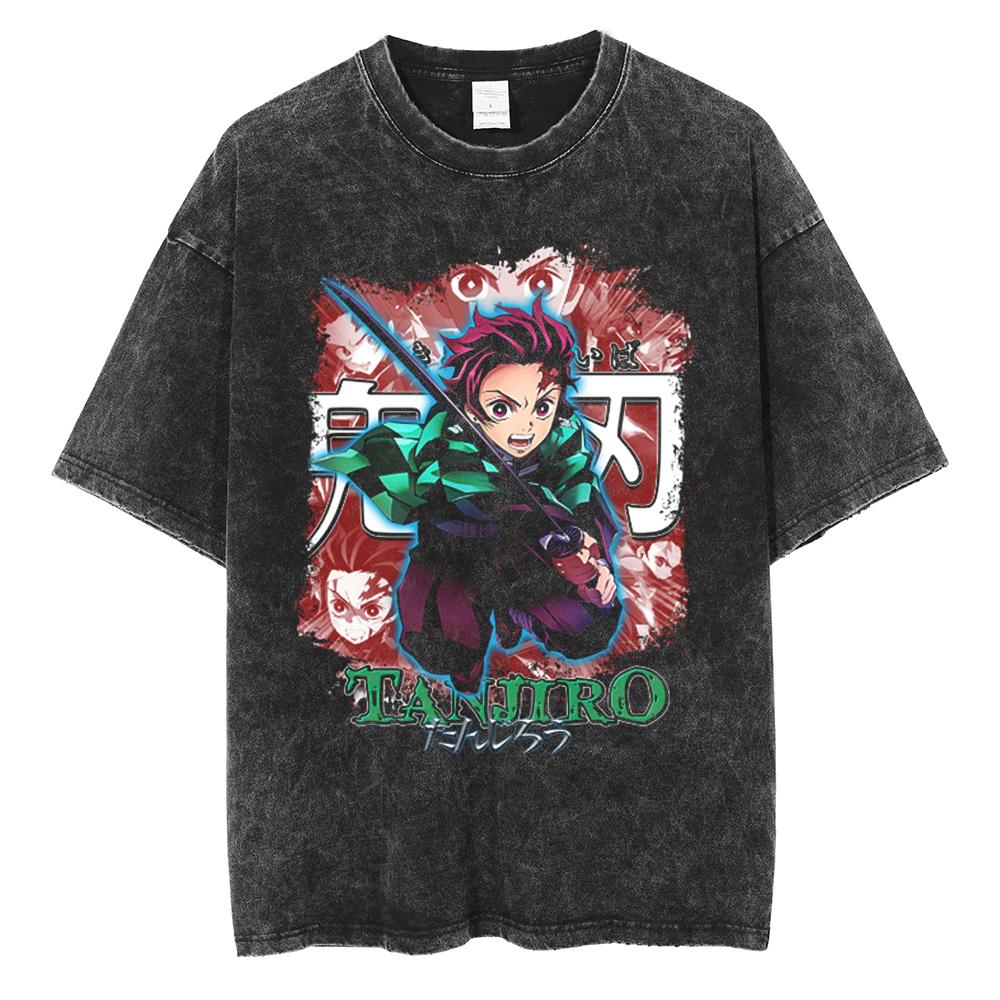 Anime Demon Slayer Rengoku Kyoujurou Graphic Printed Tshirt Men Women Manga T-shirts Washed Cotton Tee Harajuku Male T Shirt