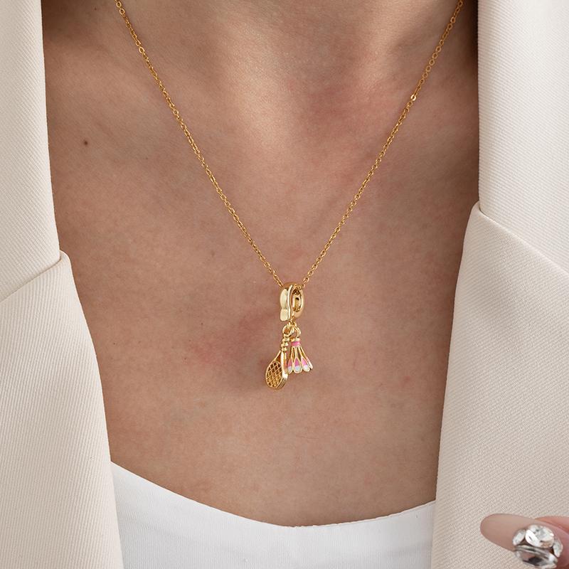 Naszyjnik z zawieszką do badmintona ze stali nierdzewnej w kolorze niebieskim i różowym dla kobiet, modna biżuteria z osobowością, prezenty, hurt