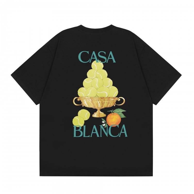 Casablanca Streetwear T-Shirt Men Women Loose Fit Short Sleeve Casual Tee High Street Style