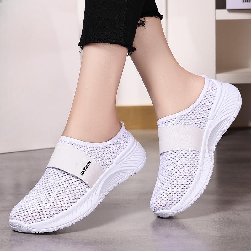 Women's Shoes Toe Caps Semi-flat Shoes Breathable Casual Shoes Slippers Single Shoes