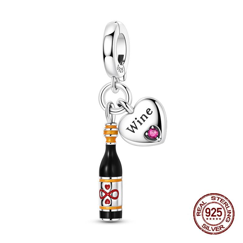 Wine Bottle Charms Copper Rum Brandy Whiskey Tequila Beads Fit 3Mm Original Bracelets Diy Jewelry Birthday Gift