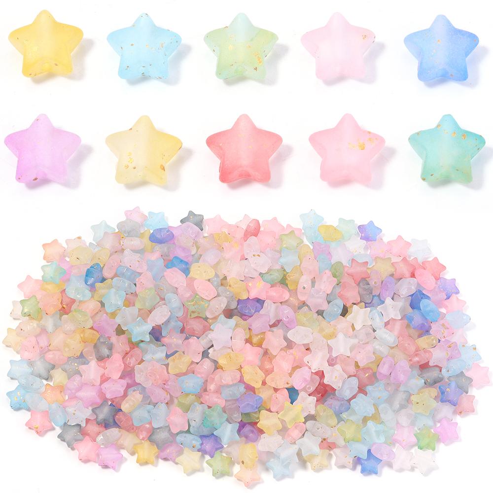 200 Stück 9x10mm Stern Acrylperlen Bunt Transparent Lose Abstandshalterperlen Für Schmuckherstellung DIY Armbänder Halsketten Zubehör