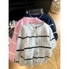 2026 Autumn Korean Style Loose Striped Knit Cardigan Women's Trendy Sweater Coat