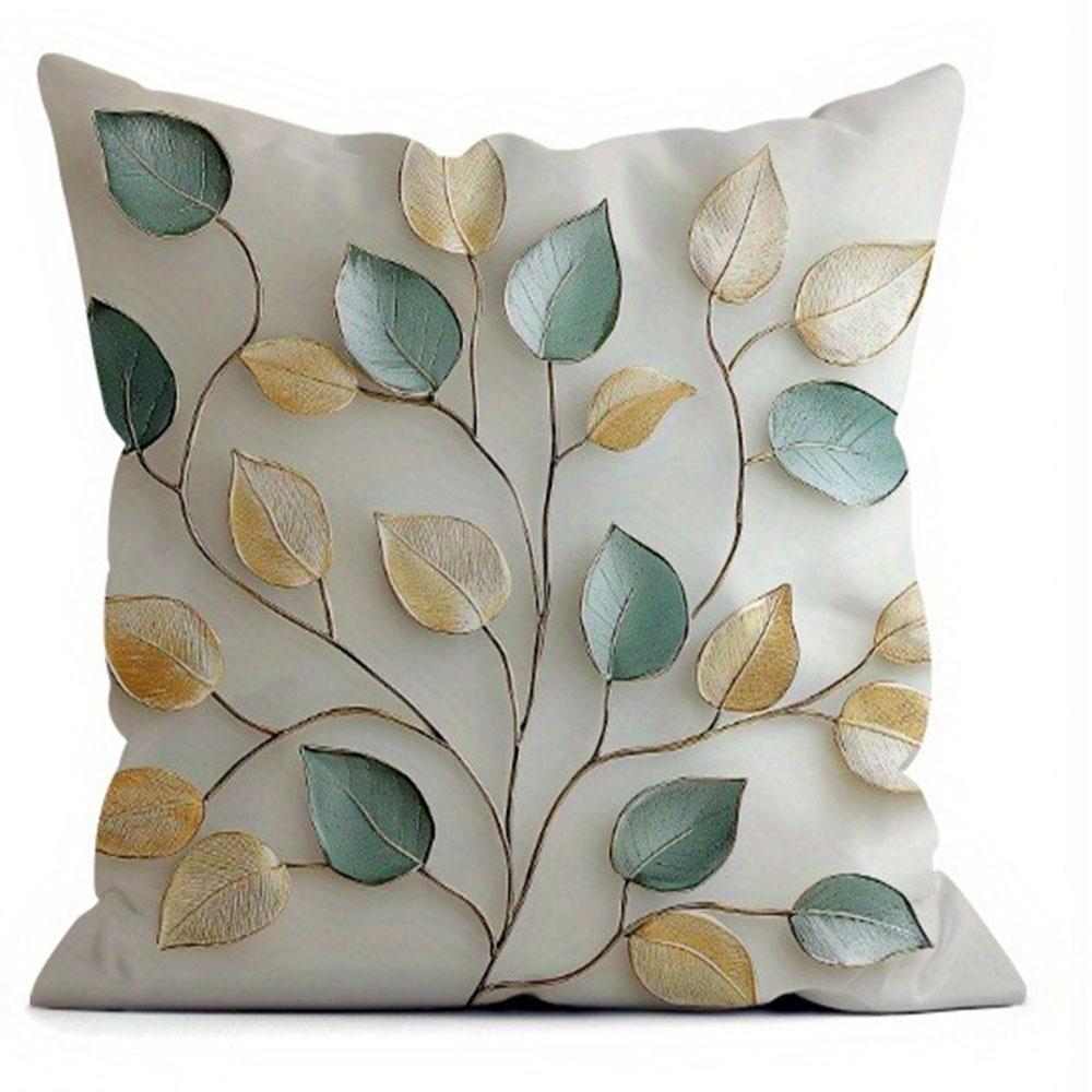 Simple Leaf Pattern Home Decor Pillowcase Bedroom Living Room Sofa Decoration Polyester Cushion Cover with Zipper