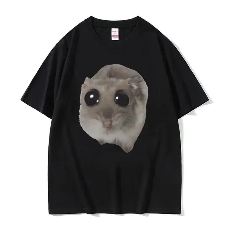 Funny Sad Hamster Im Just Little Girl Crew Neck T Shirt Casual Daily Short Sleeve Graphic Top For Unisex Unisex