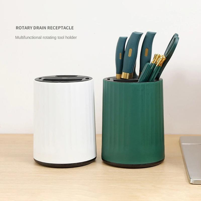 Rotatable Multi-Functional Kitchen Knife Rack Storage Shelf Utensil Organizer Chopsticks Cage Cutter Tool Integrated Storage Rac