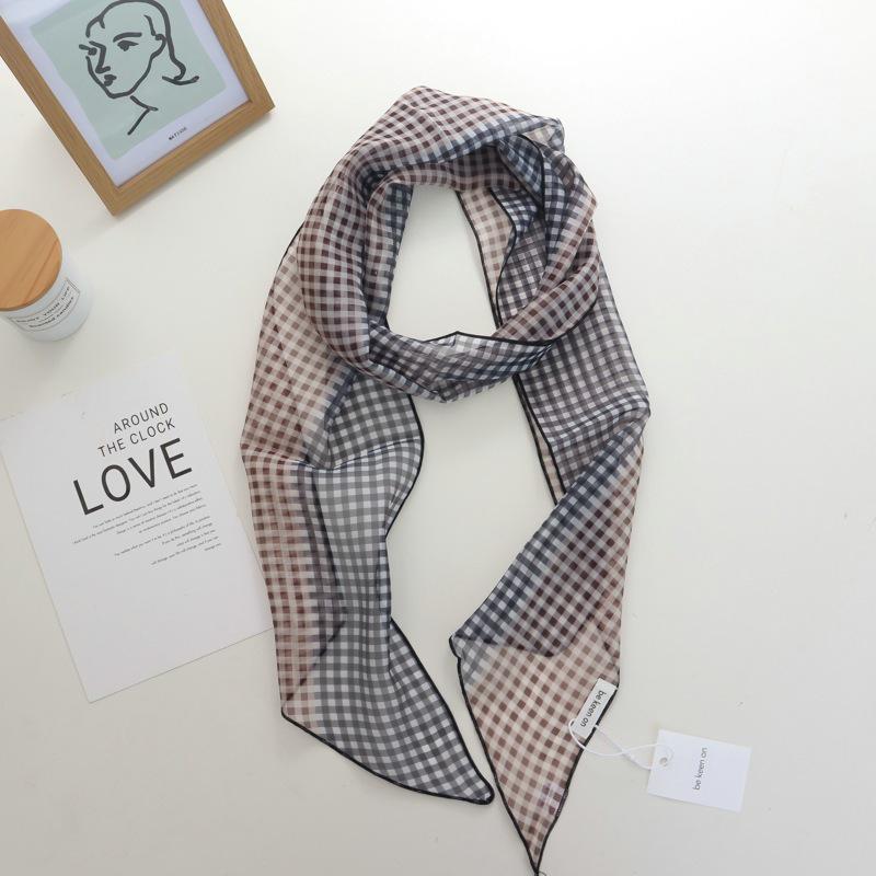 

Шелковый шарф 2025 года, нишевый, с цветными блоками: Универсальный и Модный Тонкий Галстук-Лента Аксессуар для Женщин