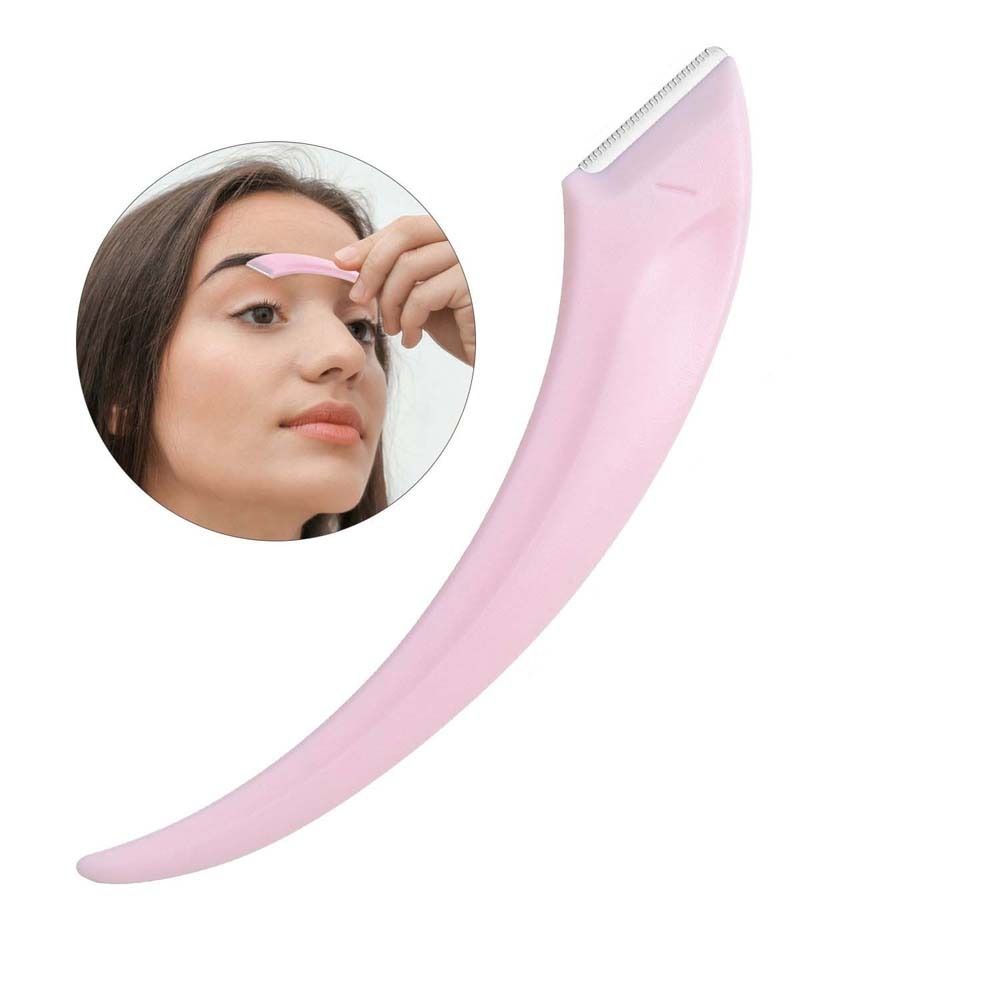 

Бритва для волос на лице, изогнутый формирователь бровей, бритва для макияжа, инструмент для макияжа, изогнутый триммер для бровей, портативный женский розовый
