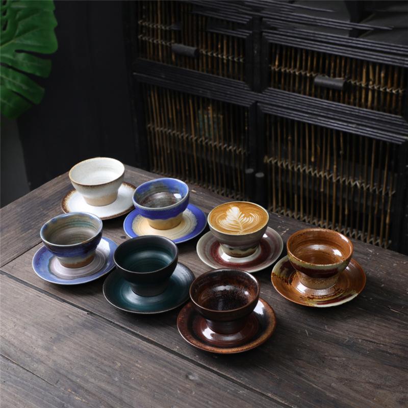 Retro Ceramic Cup Small Capacity Coffee Cup And Saucer Set Creative Cup Japanese Coarse Pottery Cup
