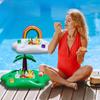 Inflatable Rainbow Cloud Ice Bar Tray Coconut Tree Cup Holder Floating Drink Rack For Summer Pool Party Beverage Storage Decor