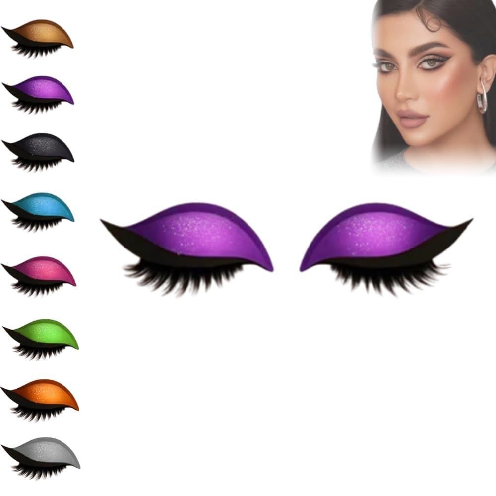 2 Paires Autocollant Maquillage Yeux Réutilisable 3-en-1 Maquillage Rapide Autocollants Maquillage Fête Facile pour Débutants