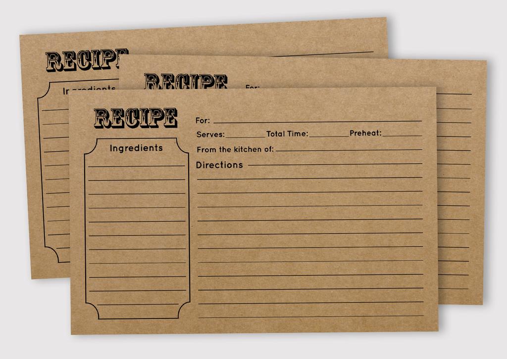 Inkdotpot Recipe Card 6x4 inch Single-Sided Recipe Design Cards Classic Kraft Recipe Cards Wedding-Bridal Shower-Baby Shower- Pack of