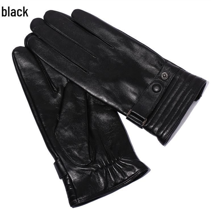 Men s Lambskin Touchscreen Driving Gloves - Velvet Lined, Windproof, Warm, and Wear-Resistant for Autumn/Winter Motorcycle and Cycling. XL
