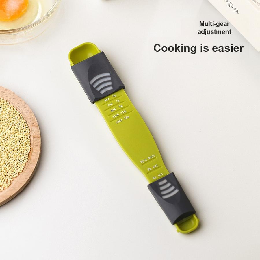 Küchenhaushalt Verstellbare Messlöffel mit Skala Gramm Kontrolle Salz Milchpulver Löffel Messskalenlöffel Verkauf