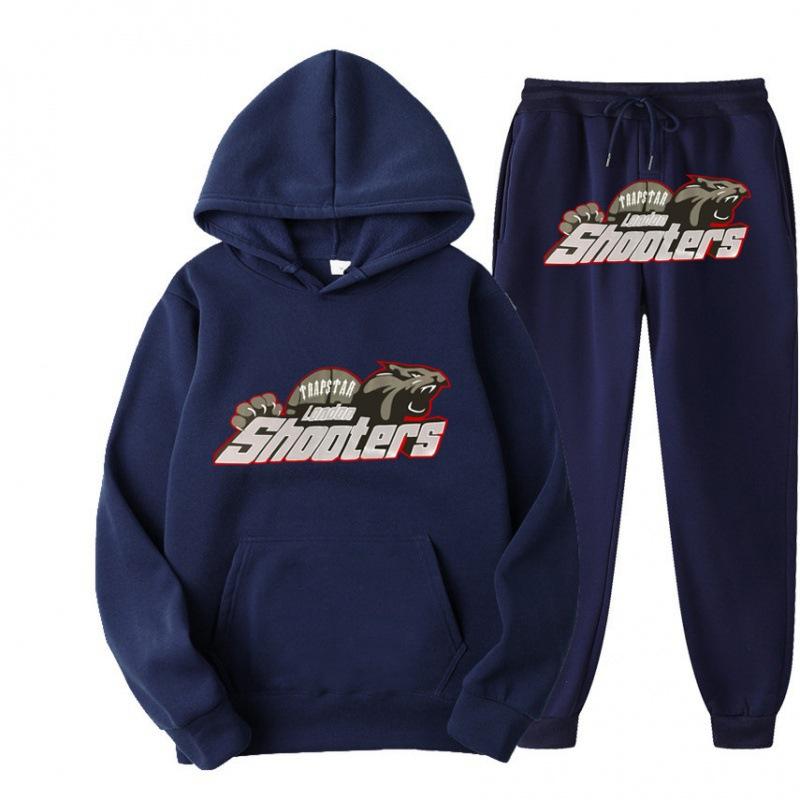 New Men's and Women's Casual Sports Suit, Red and Black Tiger Head Sweater and Sweatpants Suit.
