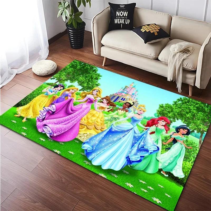 Disney Prinzessinnen Druck Teppich für Wohnzimmer Schlafzimmer Mädchenzimmer Heimdeko Rosa Zimmerdeko Bereichsteppich Rutschfeste Matte