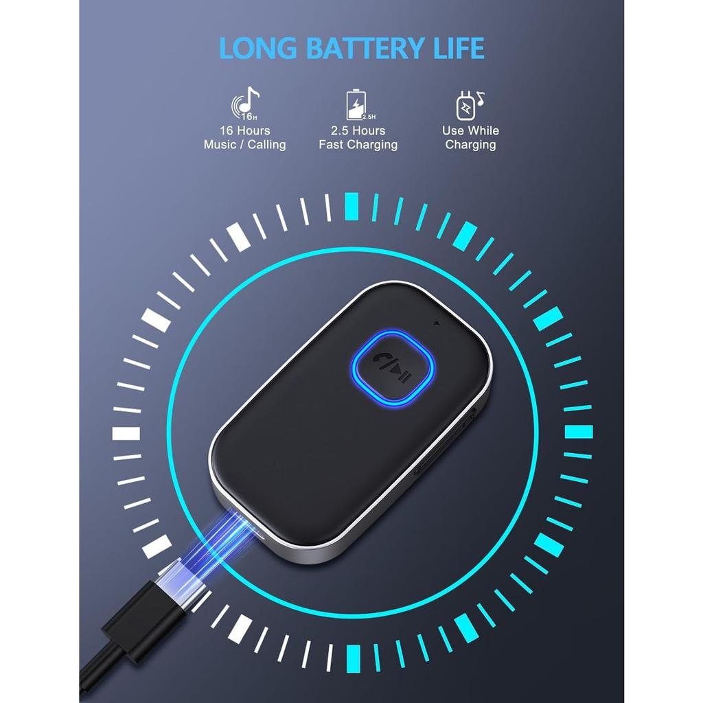 Babacom Bluetooth Receiver, Car Bluetooth Aux Adapter, Noise Cancelled 3.5mm Aux Blue tooth 5.3 Music Module Receiver for Stereo/Speakers/Wired