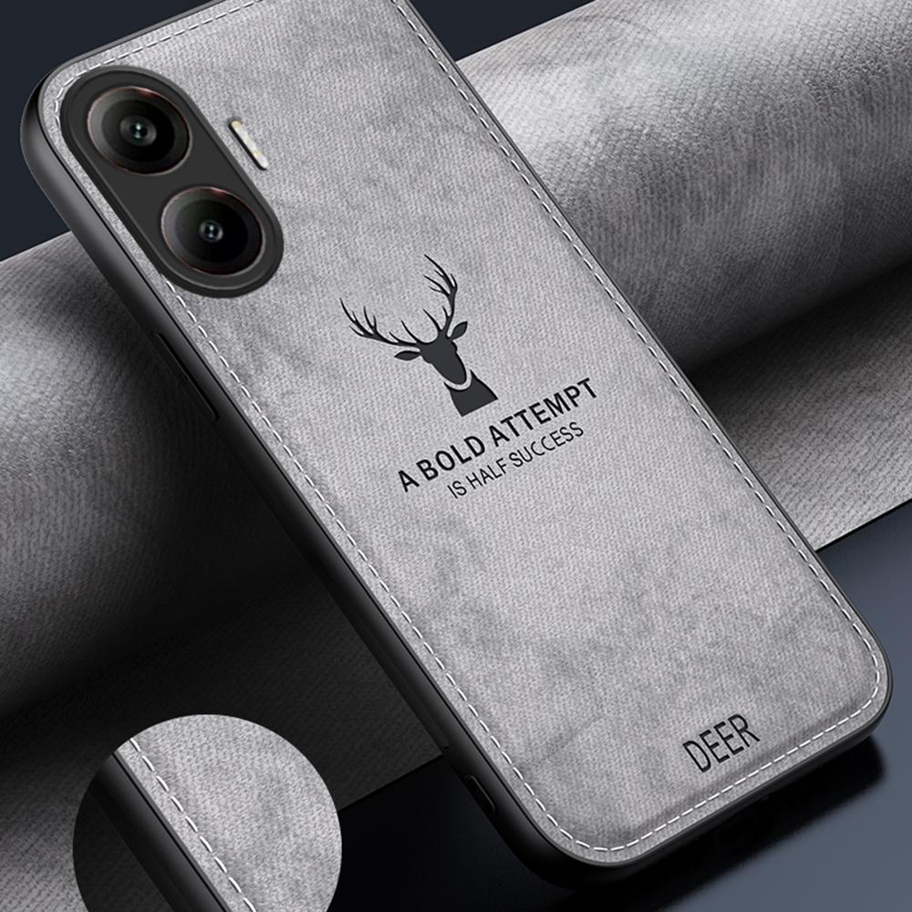 Pro Xiaomi Poco F7 5G/Redmi Turbo 4 Pro 5G Pouzdro Vzor Jelen Látková Textura PU+PC+TPU Kryt na Telefon