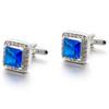 Botões de punho de cristal azul quente, punhos de camisa social, punhos de camisa francesa de negócios, punhos de manga para casamento 518