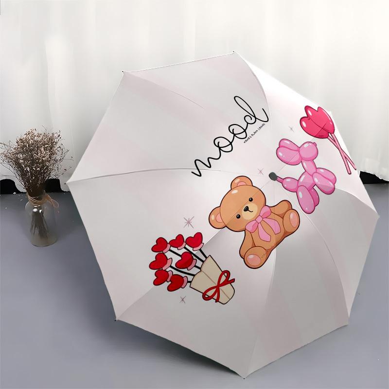 1pc Cute Valentine's Day Mood Umbrella with Plastic Handle,Suitable for All Seasons Home Travel Outdoor Umbrellaptys31071