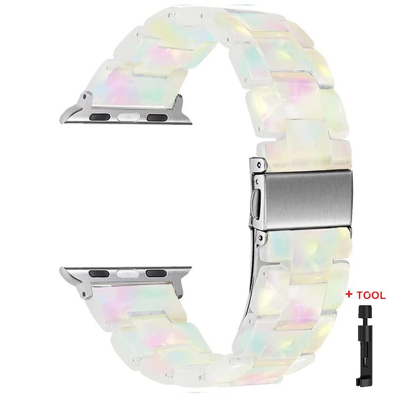 Resin Strap for Apple Watch Band 44mm 40mm 45mm 41mm 38mm 42mm Bracelet Correa iWatch Series 3 4 5 6 Se 7 Replacement Watchband