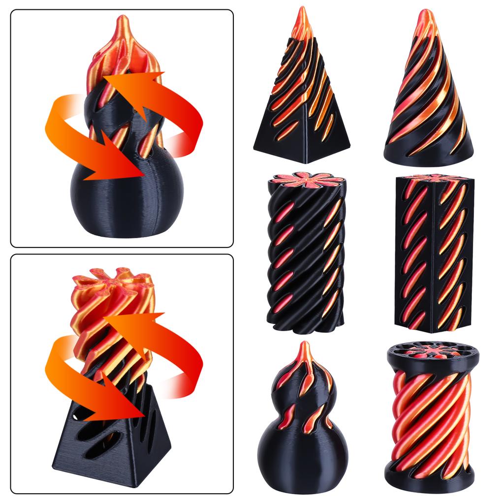 3D Printed Spiral Cone Toy, Impossible Pass Through Square Pillar Puzzle, Fidget Helix Vortex Illusion Stress Relief Desk Gadget