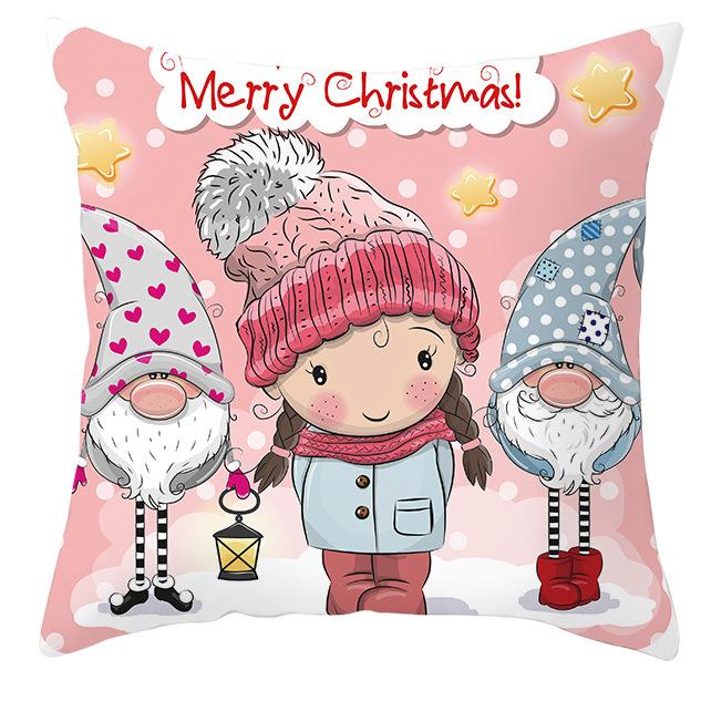 New Christmas Dwarf Pillow Cover Christmas Cute Dwarf Peach Skin Cushion Cover
