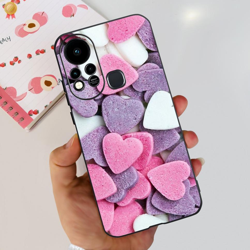 For Infinix Hot 11s Case Back Cover Clear Cute Cat Black Soft Silicone Coque For Infinix Hot11S Hot 11S Phone Case Bumper Fudna
