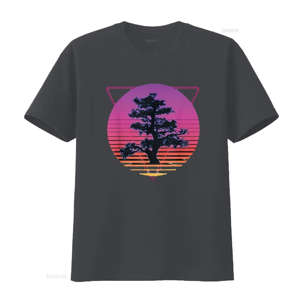 Mens Bonsai Tree Art Japanese Retro Vaporwave Vintage 80s 90s T Shirt White XL vintage Washed Top For Everyday Wear Stretched