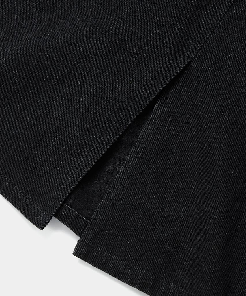 COLUMBIA UNIVERSITY Sl-Label Belted Denim Skirt Black Denim