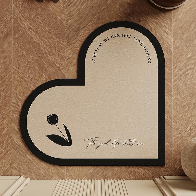 Wedding Celebration Love Entrance Door Red Leather Floor Mat Non-slip, Erasable, Washable Foot Mat Door Entry Mat