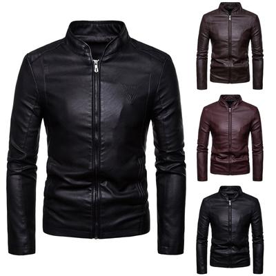 Mode Männer Herbst Winter Warme Casual Leder Zipper Langarm Jacke Mantel Top