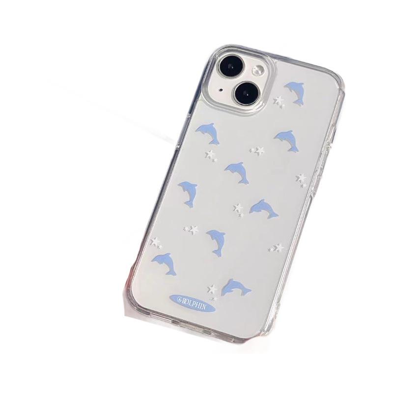 Przezroczyste etui Dolphin Star na lato dla iPhone 11/12/13/14 Pro Max/XR
