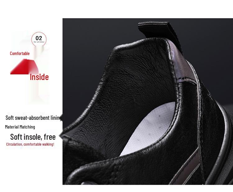 2025 Spring/Autumn Men's Black Non-slip Waterproof Casual Leather Sports Shoes