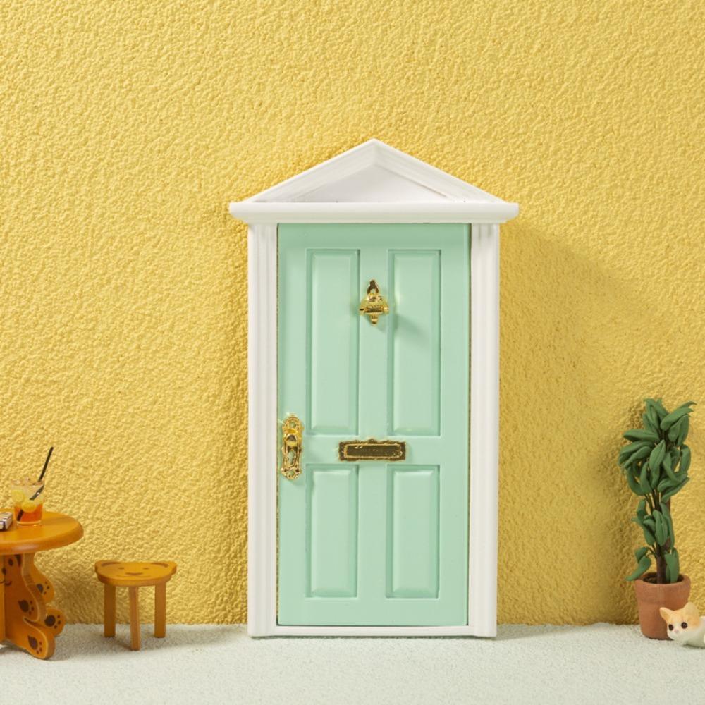 Smoother Edge Mini Wooden Door Miniature Miniature Simulation Furniture Dollhouse Miniature зелёный