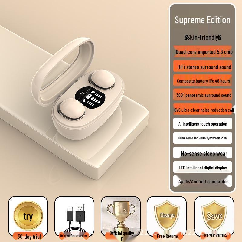 Invisible In-Ear True Wireless Bluetooth Earphones with Long Battery Life and HD Call Quality