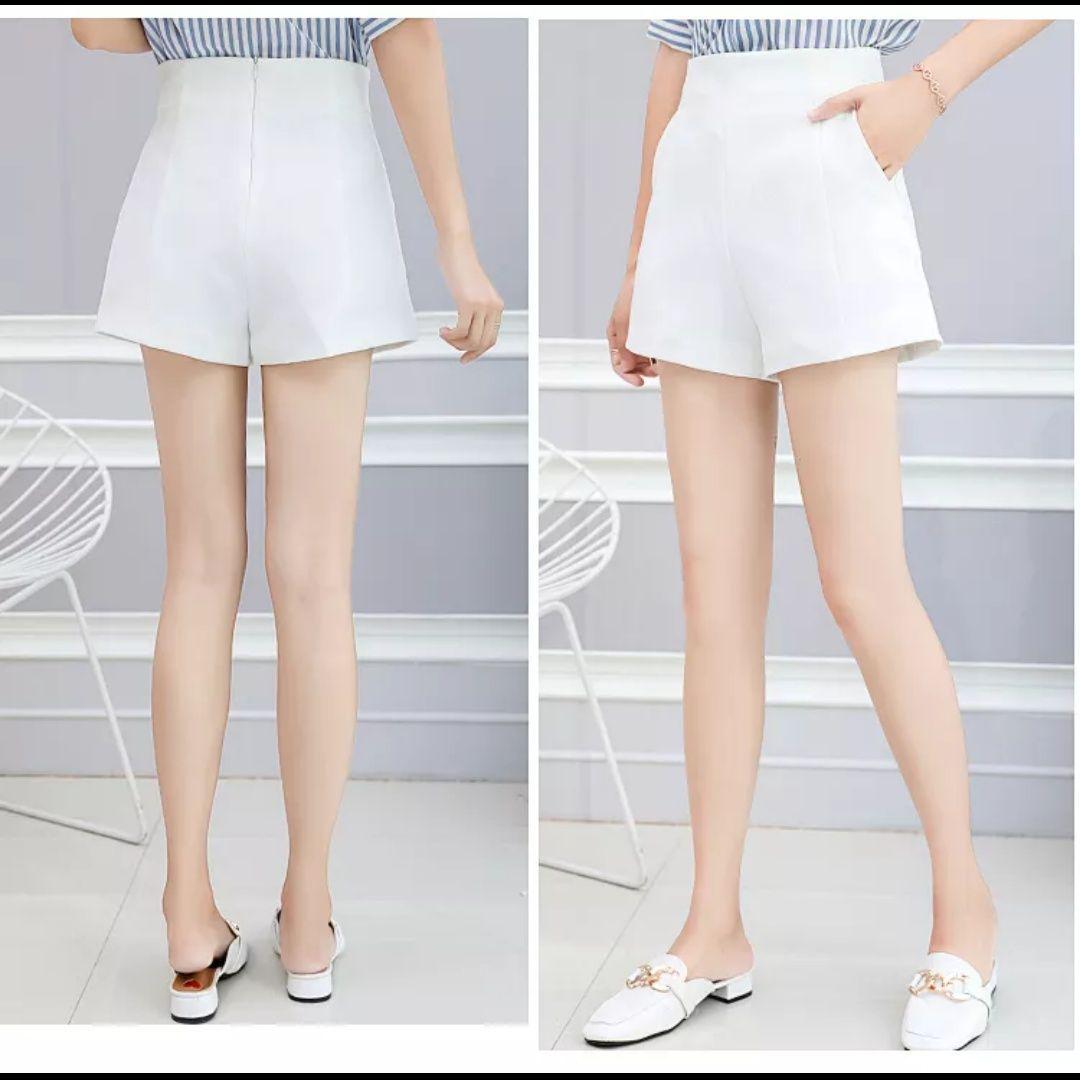 

Women s High Waist Korean Style Chiffon Shorts - Spring/Summer Wide Leg A-line Casual White Pants M (Recommended for 100-110 jin) білий