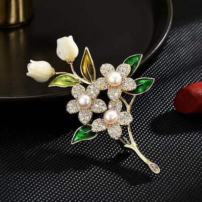 High-end Begonia Brooch High-end Women's Natural Freshwater Pearl Pin Light Luxury Niche High-end Brooch Gift