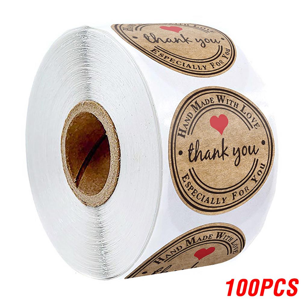 100 à 500 autocollants vintage en papier kraft pour scrapbooking, cadeaux et papeterie. Étiquettes autocollantes faites main avec amour. Merci pour vos autocollants !