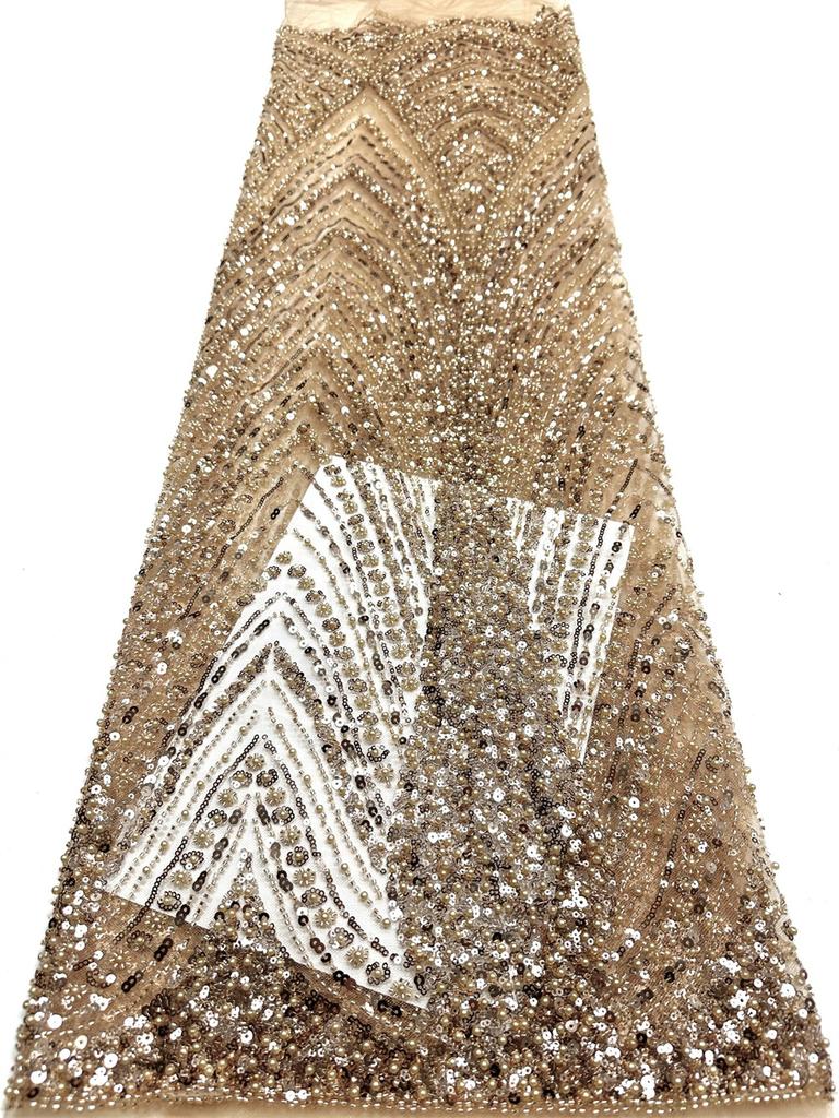 African Beaded Groom Lace Fabric 2026 High Quality Lace French Mesh with Sequins Nigerian Wedding Party Dress Fabric for Brides