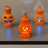 LED Glowing Pumpkin Lantern Double-Sided Button Cell Battery-Powered Halloween Light Portable Plastic Pumpkin Decor Desktop