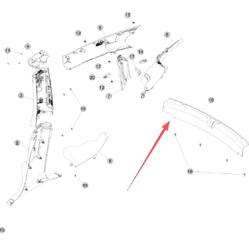 Tesla MD3 Trunk Welcome Trim Panel (1086315-00-F)