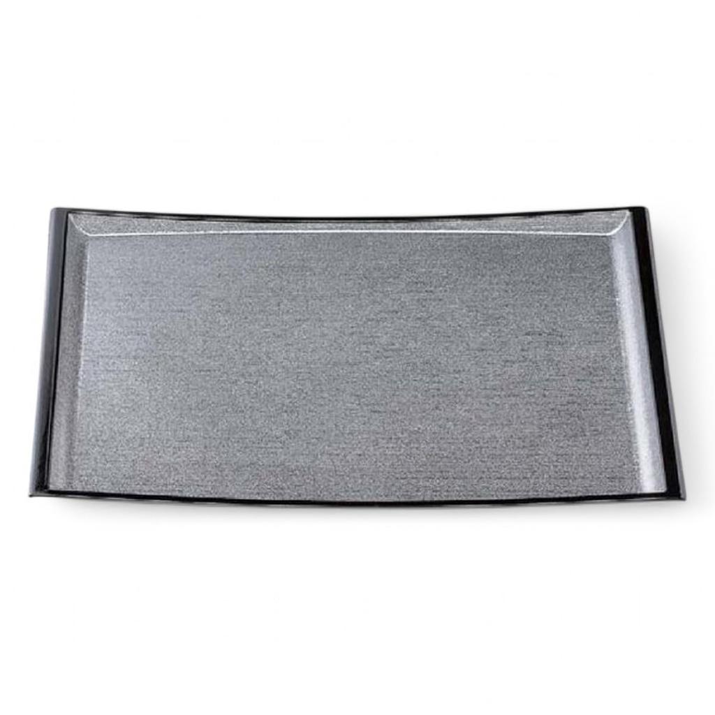 Made in Refined Silver S x x J-kitchens Placemat, Japan, Tray, 6-Shaku U-Line, Pear-Ground, Black, (48.5cm 37.5cm 2cm)