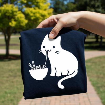 Cute Cat Eating Ramen Unisex Tee, Sweatshirt, Hoodie