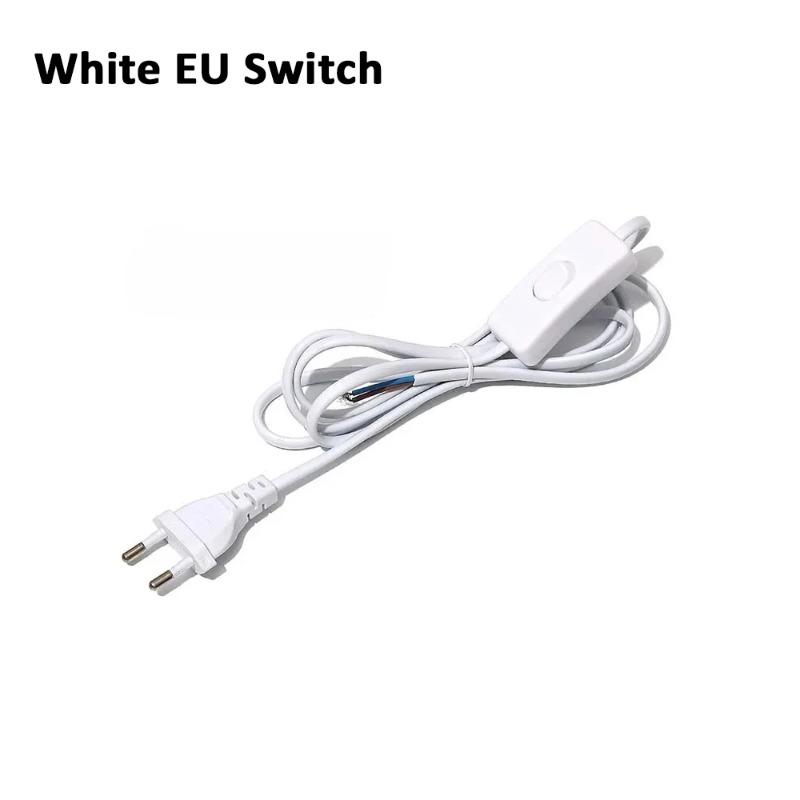 

White/Black EU Plug Button 303 Switch Power Cord 2pin Wire Desk Lamp Switch Cable AC 220V Extension Power Cord Switch